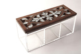 Box Handmade Plexi with Wood with Inlay Mother of Pearl Cover Rectangle D20H8cm