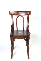 Chair Old Style Solid Walnut Wood Inlay Seashell Mother Of Pearl With Tin