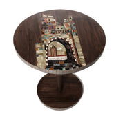 Houses Side Table Solid Walnut Wood With Colored Mother Of Pearl Inlay And Marquetry