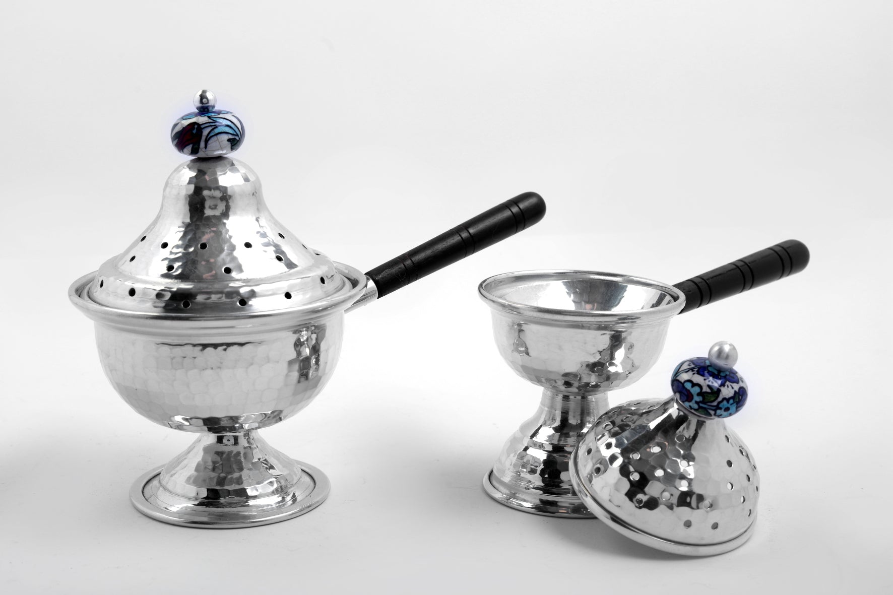 Mabkhara Alumnium Hand hammered With Qishani, Handle Wood