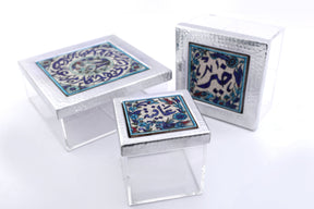 Box Square Hand Hammered Aluminum+ Qishani / Brass + Qishani