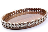 Tray Oval Perforated Wood with Sadaf D50H35cm