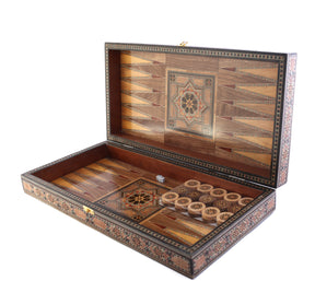 Backgammon and Chess Natural Wood Marquetry