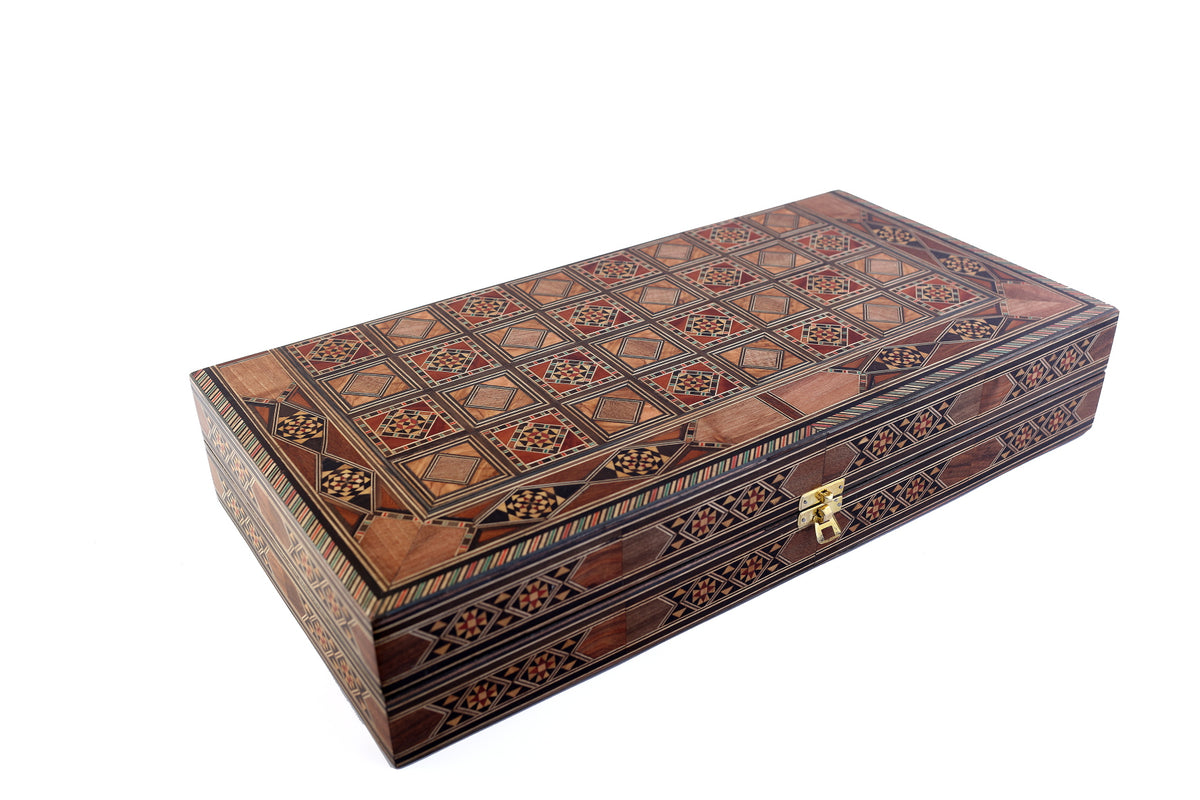 Backgammon and Chess Natural Wood Marquetry