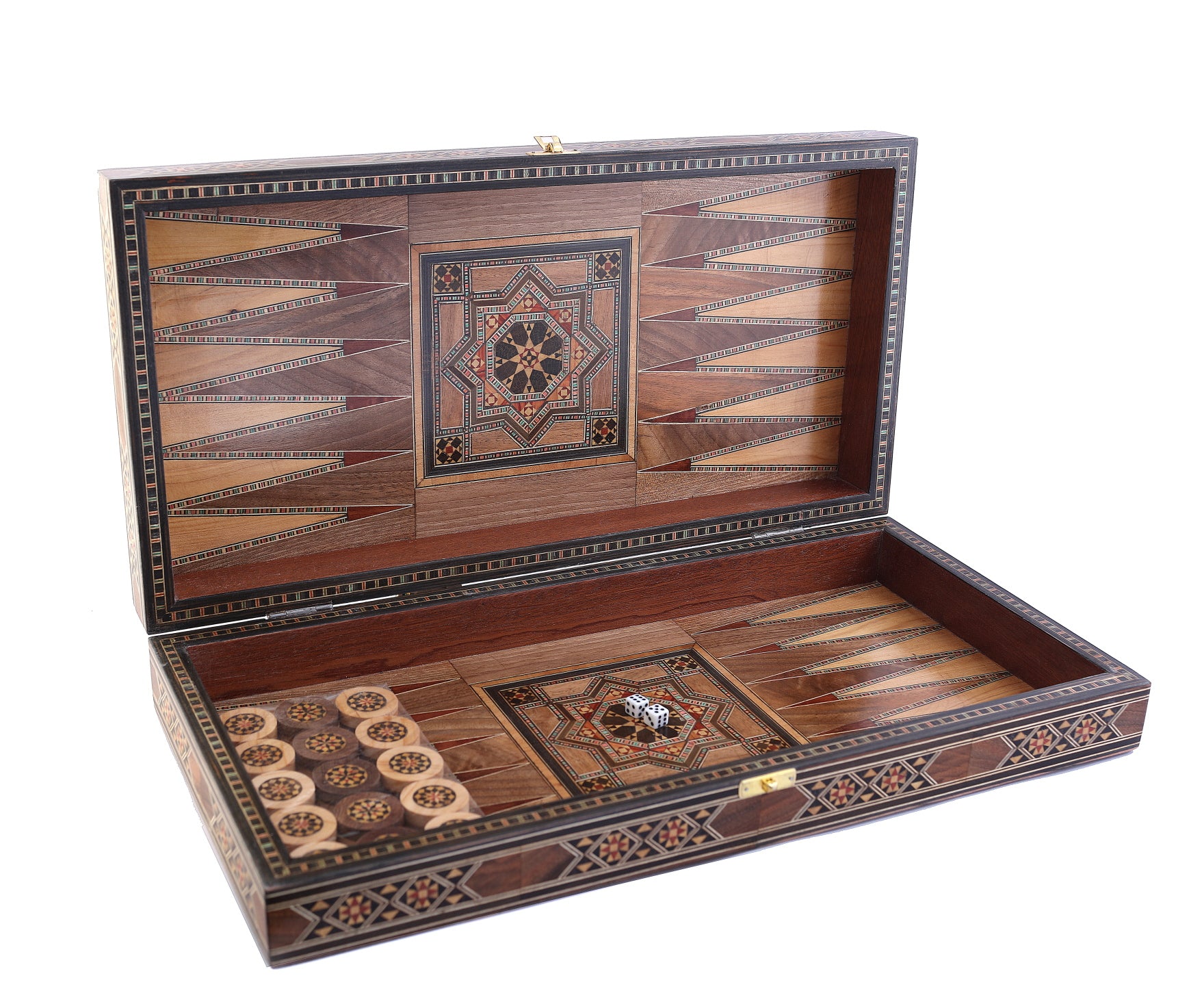 Backgammon and Chess Natural Wood Marquetry