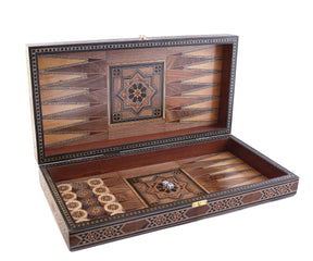 Backgammon and Chess Natural Wood Marquetry