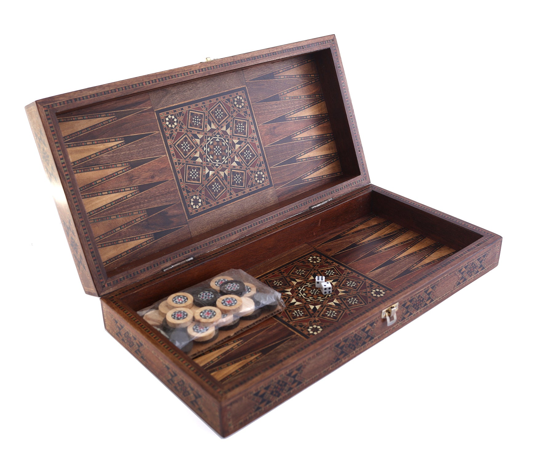 Backgammon and Chess Natural Wood Marquetry