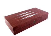 Backgammon Solid Walnut Wood Inlay Seashell Mother Of Pearl With Tin
