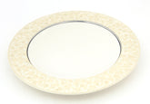 Plate Round Hand Hammered Aluminum White Handmade Enamel Border D45cm