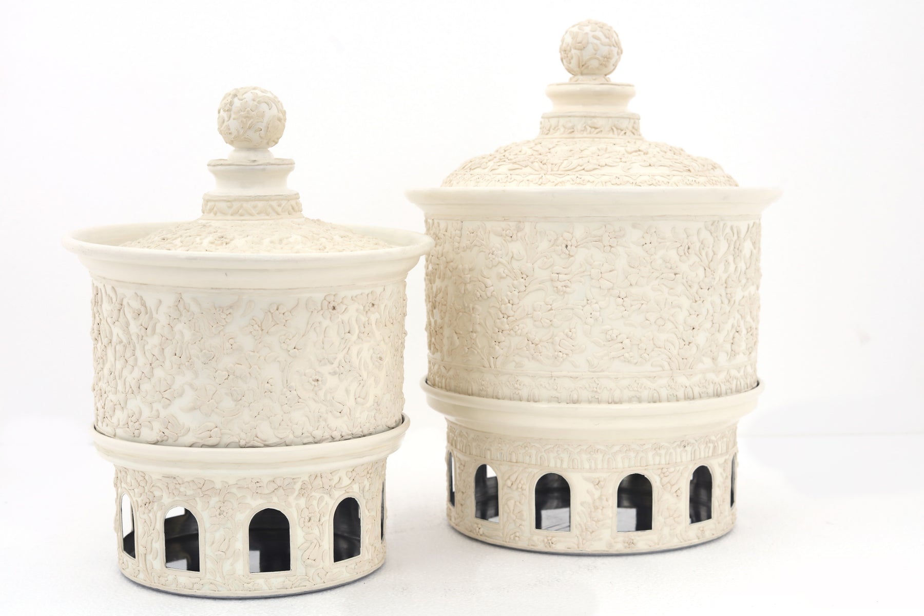 Casserole Hand Hammered Straight Aluminum + Heater White Handmade enamel