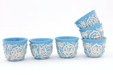 Arabic Coffee Cup Porcelaine with White Handmade Enamel (6pcs)