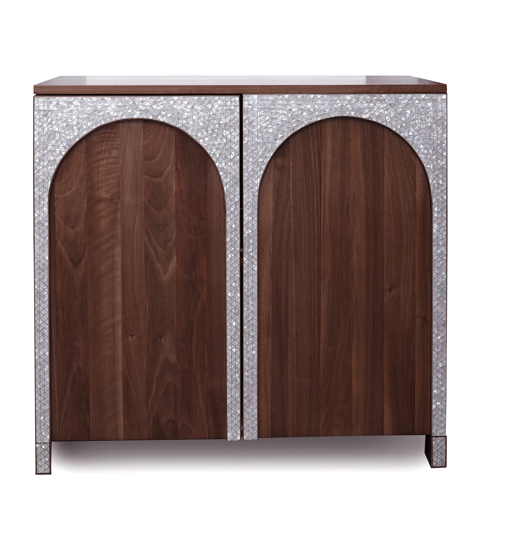 Buffet Arches Solid Walnut Wood Inlay Seashell Mother Of Pearl With Tin