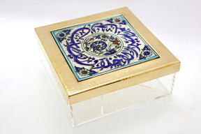 Box Square Hand Hammered Aluminum+ Qishani / Brass + Qishani