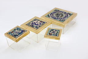 Box Square Hand Hammered Aluminum+ Qishani / Brass + Qishani