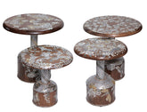 Side Table Jungle Solid Walnut Wood Inlay Seashell And Turtle shell Mother Of Pearl With Tin