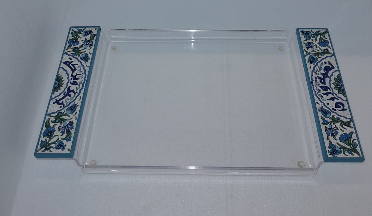 Tray Plexi with Hand Painted Handles Calligraphy