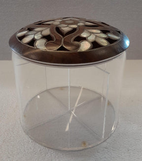 Box Round Handmade Plexi + Cover Wood with Inlay Mother of Pearl