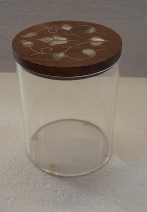 Box Round Handmade Plexi + Cover Wood with Inlay Mother of Pearl