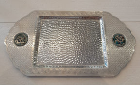 Tray Rectangle Crown Hand Hammered Aluminum with Qishani