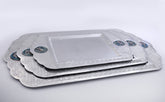 Set 3 Trays Rectangle Crown Hand Hammered Aluminum with Qishani (41*27cm) (57*35cm) (62*42cm)