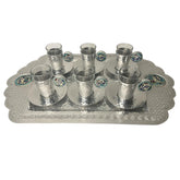 Tray Set Rectangle Crown Hand Hammered(57*27cm) With 6 Tea Cups Aluminum with Qishani