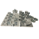 Set Tray 3 Qishani (62*42cm) With 6 Coffee Cups, 6 Tea Cups and Sugar Box with Aluminum and Qishani
