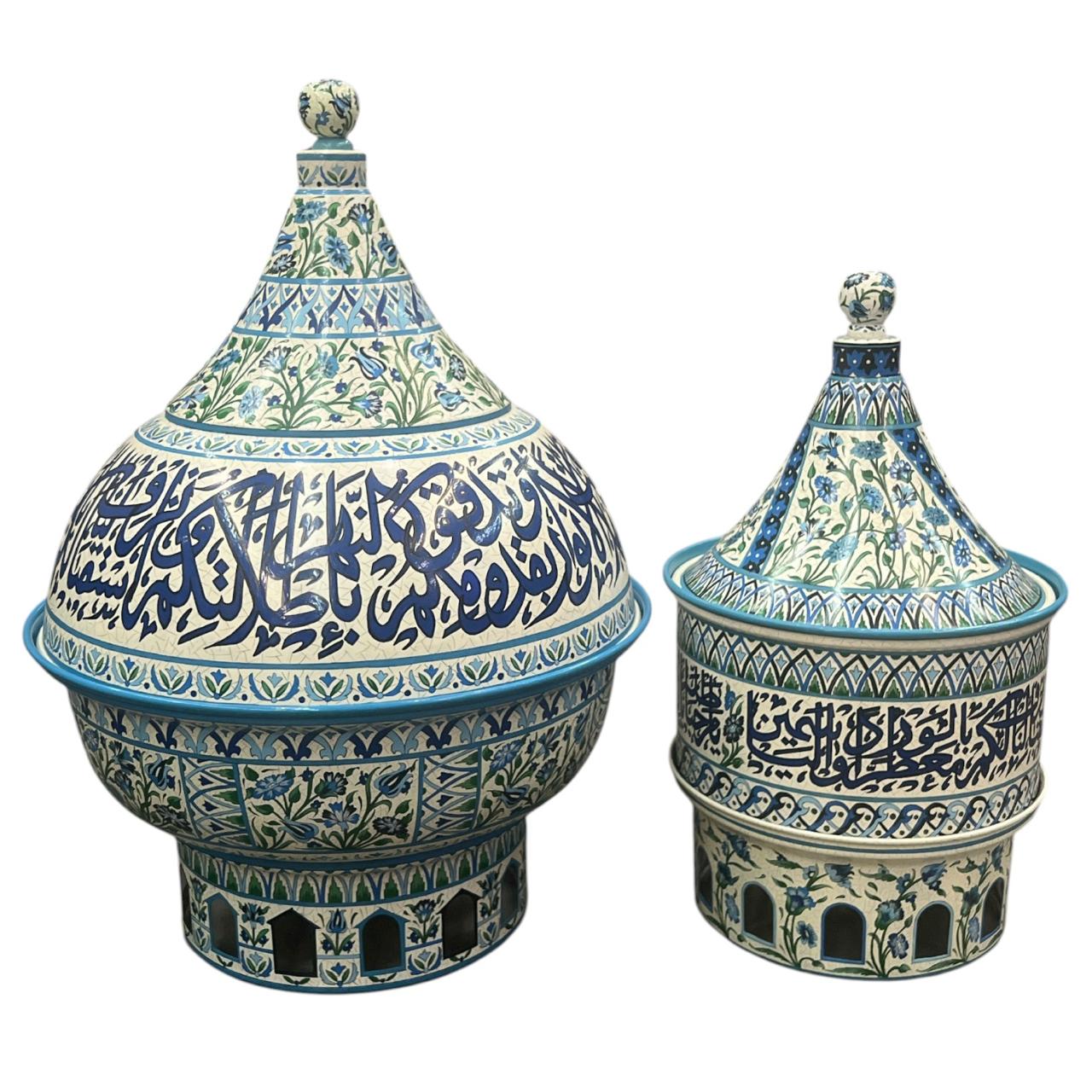 Casserole Round  Aluminum Hand Painted with Stainless Steel Insert + Candle Base