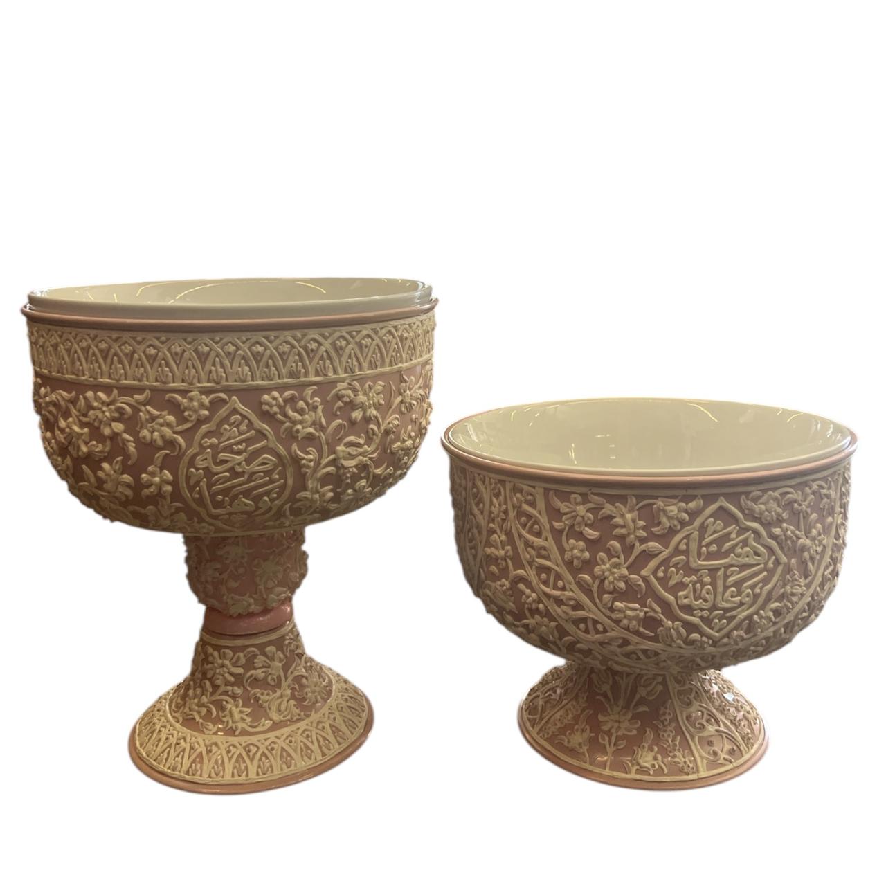 Salad Bowl with Base Aluminum White Mina+Glass Insert