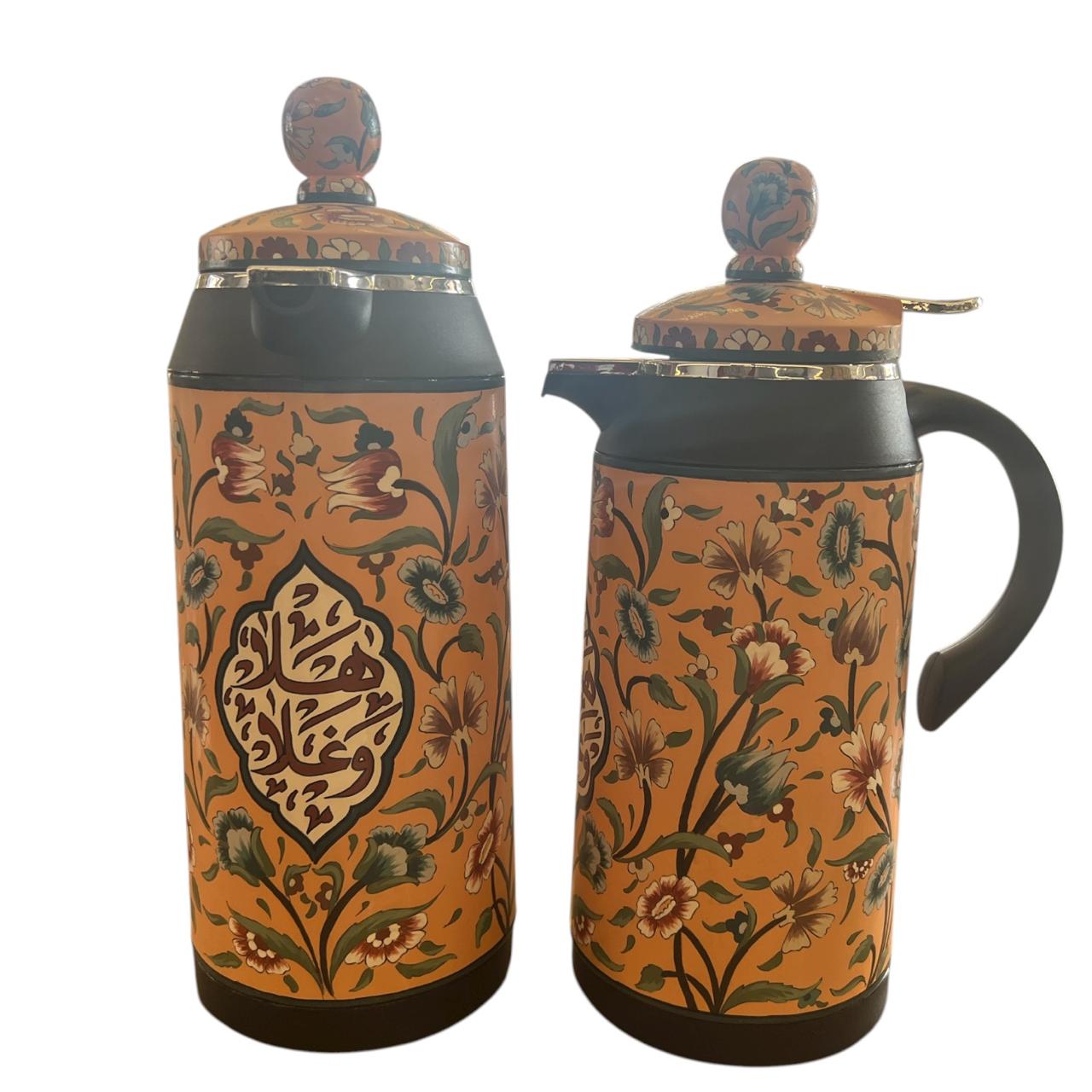 Set 2 Thermos Hand Painted Colored (1L-1.3L)