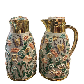 Set of 2 Thermos Stainless Steel Gold With Mina Flowers Multicolored (1L)