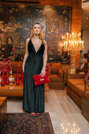 Crystal Velvet Dress Open Back