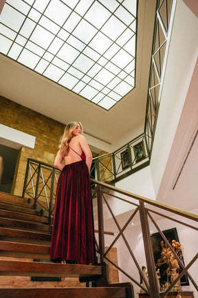 Crystal Velvet Dress Open Back