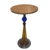 Table Round Mosaic Sadaf + Base Bronze with Hand Blown Glass