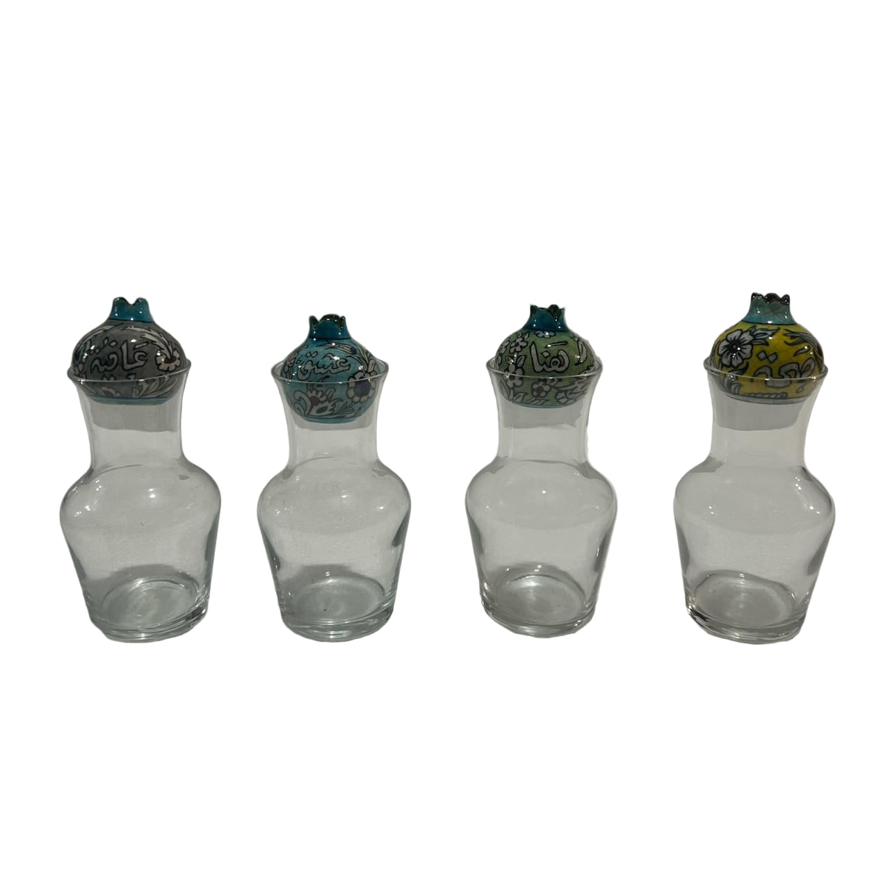 Handmade Small Carafe Glass With Colored Pomegranate Qishani