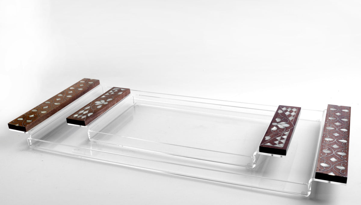 Tray Rectangle With Handle Band Sadaf