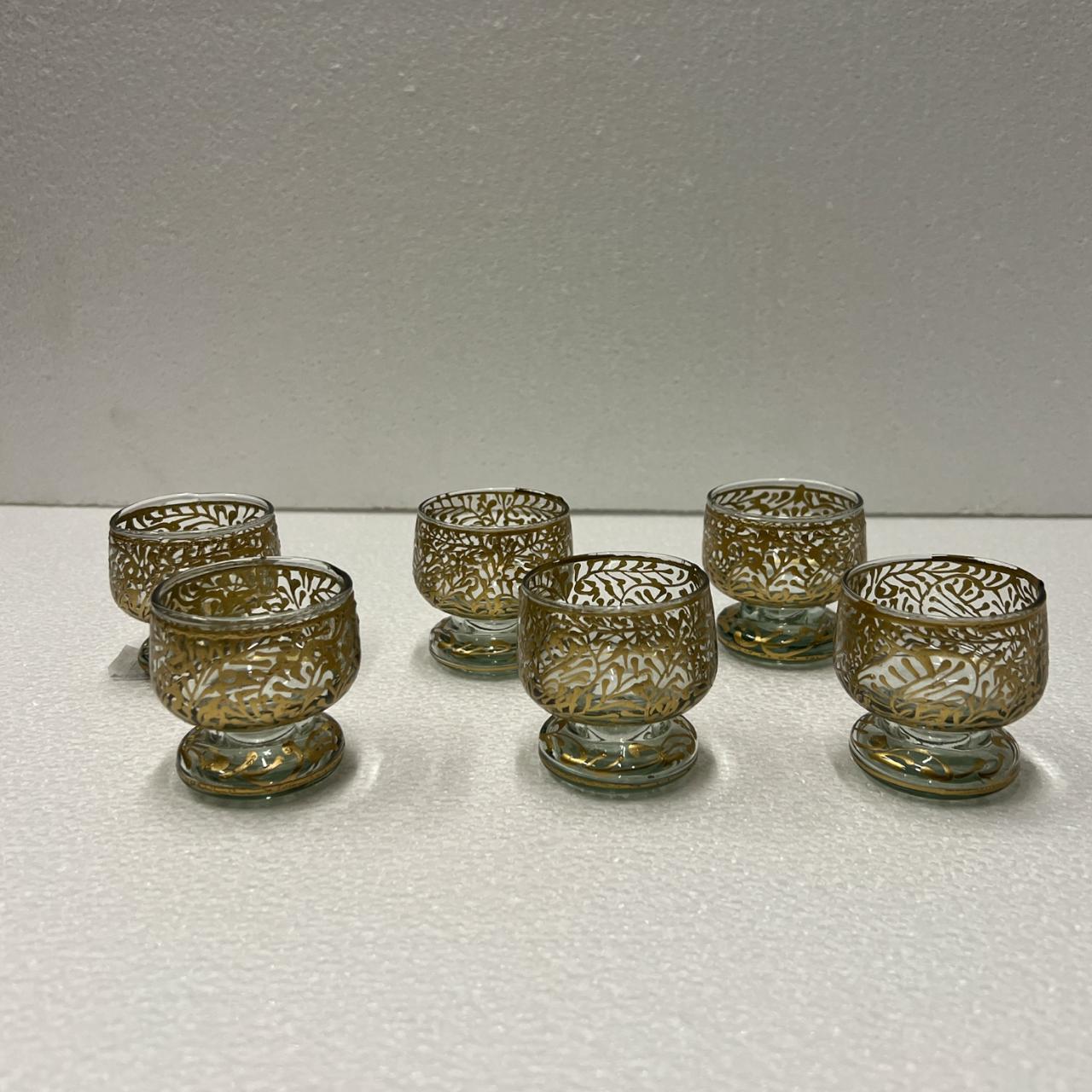 Hand Blown Hand Painted Small Glass Glass (6pcs)-(D5.5H5.5cm)