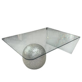 Table Base Ball Solid Walnut Wood Full Inlay Seashell Mother Of Pearl With Tin With Glass Top