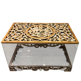 Box for Carpet Rug Perforated Solid Walnut Wood Inlay Seashell Mother Of Pearl With Tin + Plexi Cover