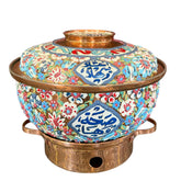 Heater Round with Stainless Steel Insert + Candle Base Brass with Handmade Enamels (D26cm)