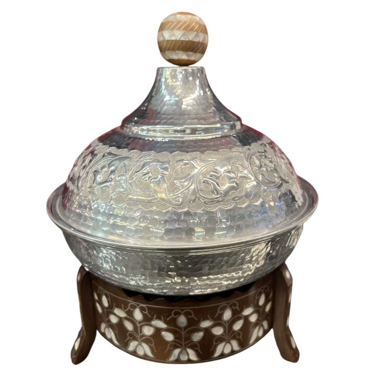Tagine XL Aluminium D(30cm) With Wood and mother of pearl Enlay Heater