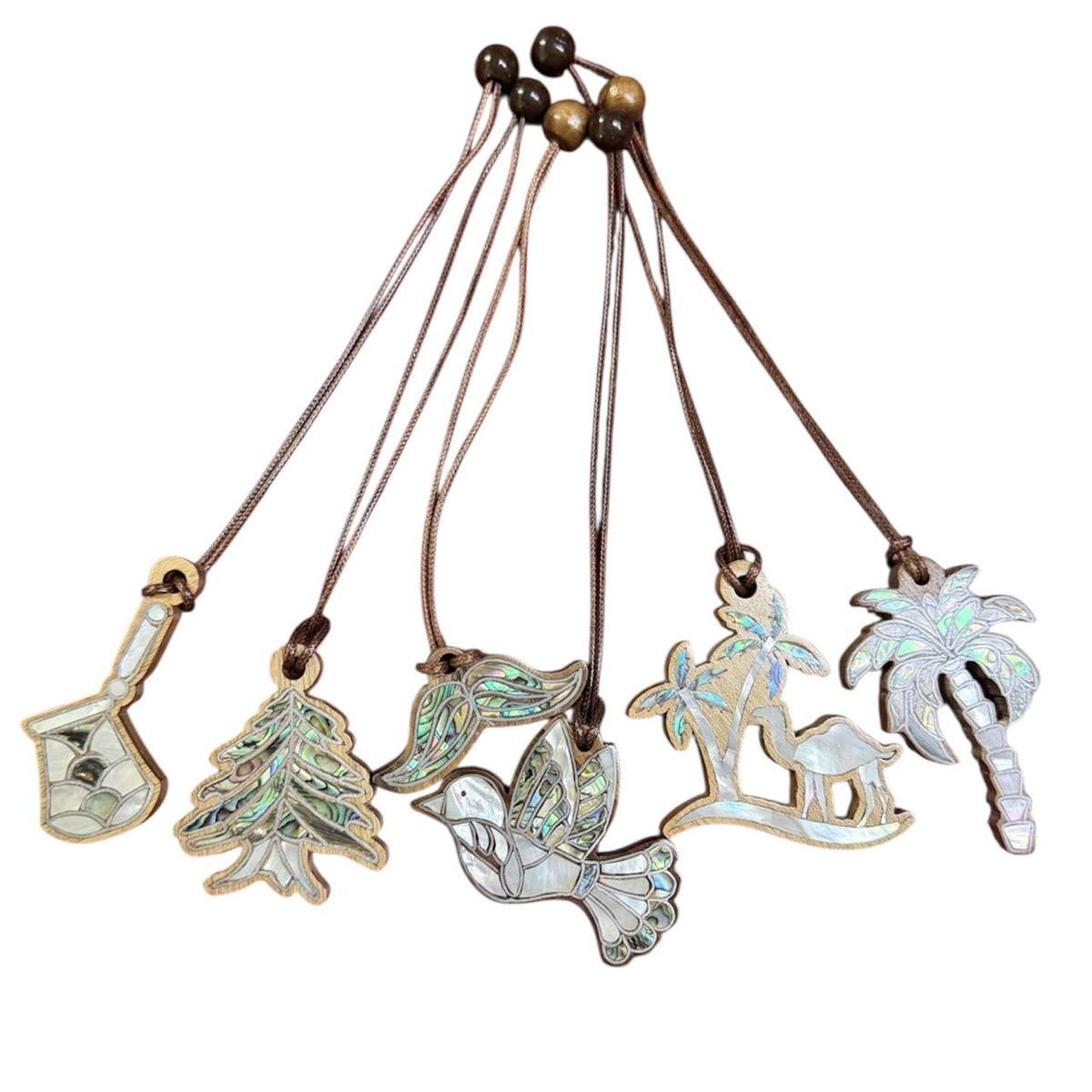 Hanger Shape Wood With Inlay Sea Shell Mother of Pearl