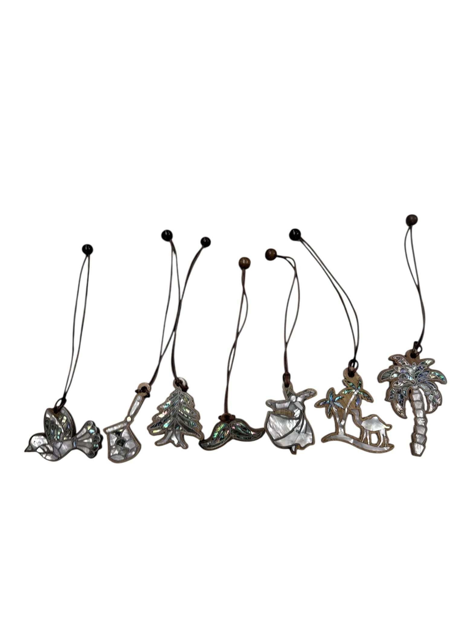 Hanger Shape Wood With Inlay Sea Shell Mother of Pearl