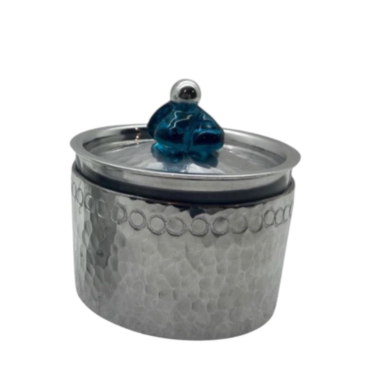 Tamrie Round Hand Hammered Aluminum +Hand Blown Glass Cover