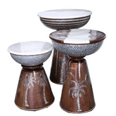 Side Table Mushroom Solid Walnut Wood Inlay Seashell Mother Of Pearl with Marble Top