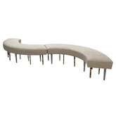 Bench Half Circle with 12 Legs Solid Walnut Wood Inlay Seashell Mother Of Pearl With Tin (190*44*51cm) /PC