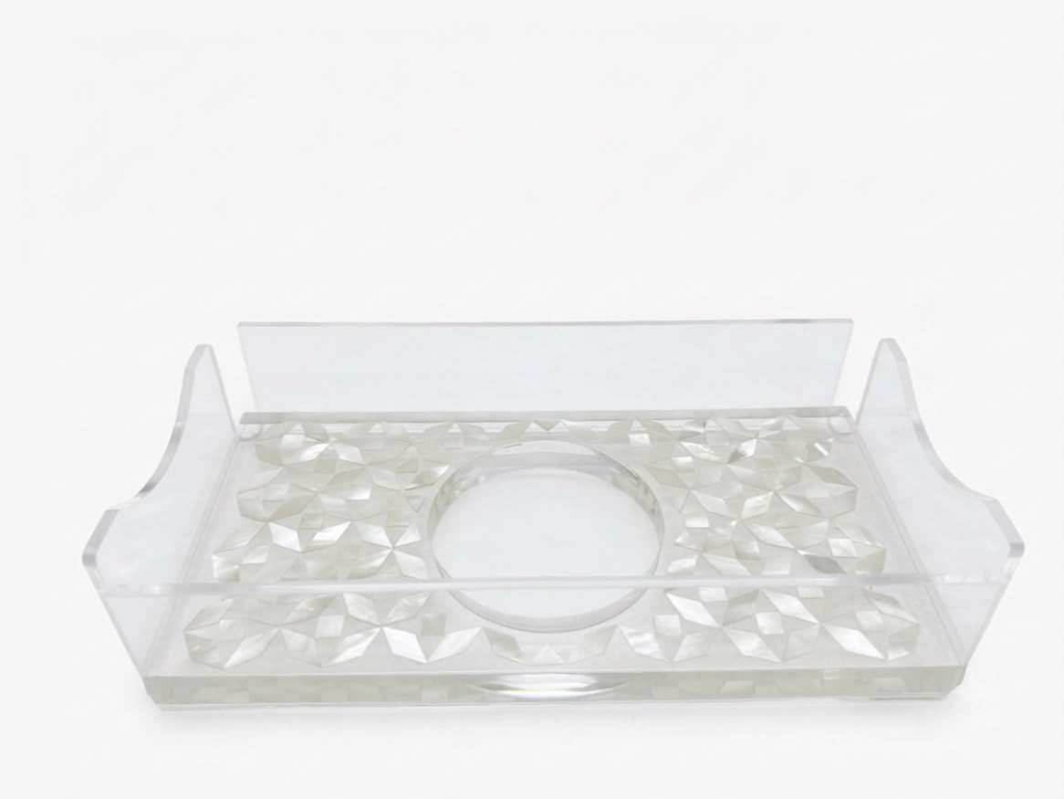Tissue Box Plexi with Resine and Seashell Mother of Pearl(D25W13H5cm)