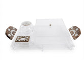 Dessert Organizer Plexi with Solid Walnut Wood with inlay Seashell Mother of Pearl Handle