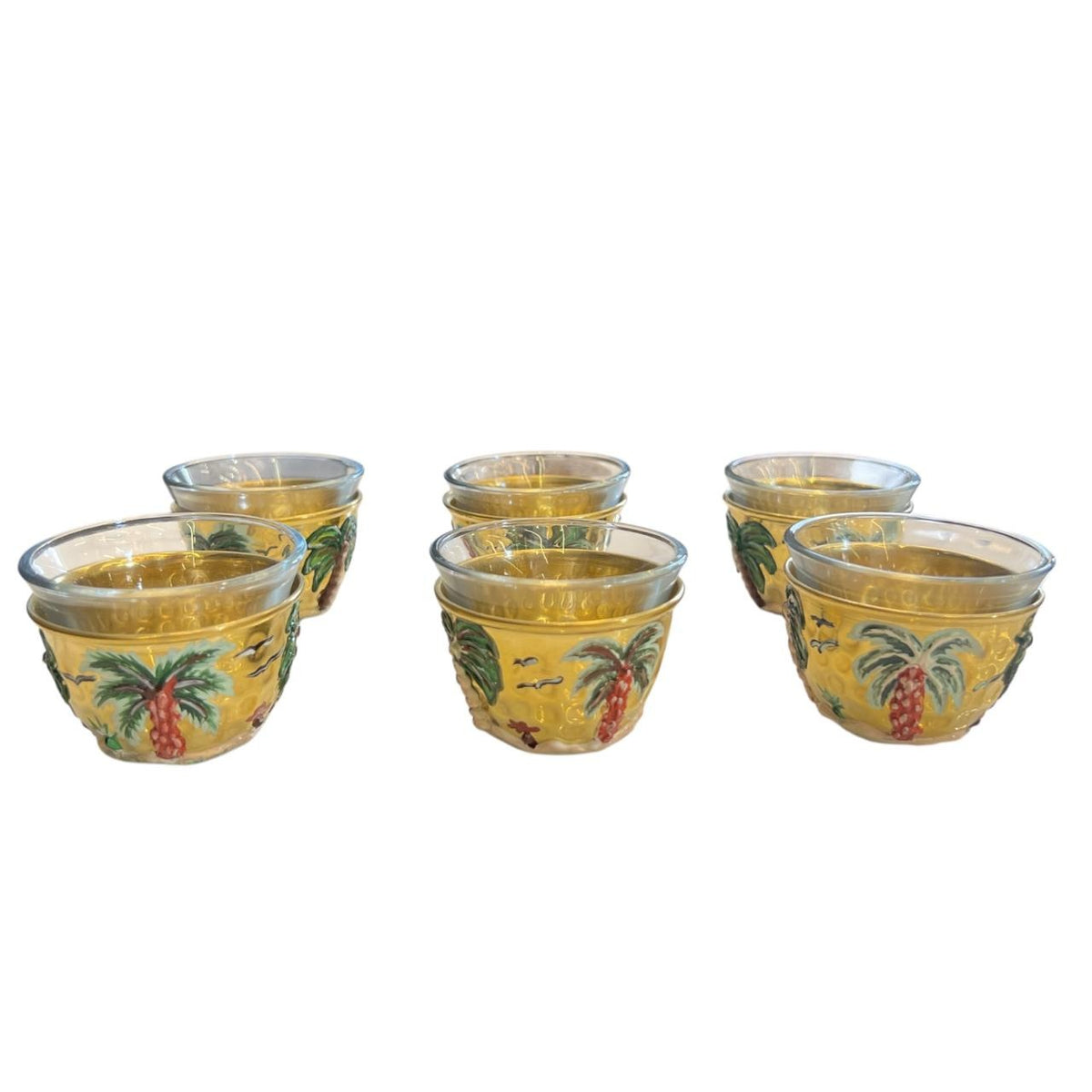 Arabic Coffee Cup Brass Mina Palm (6pcs)