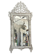 Mirror with Crwon Perforated Solid Walnut Wood Inlay Seashell Mother Of Pearl With Tin