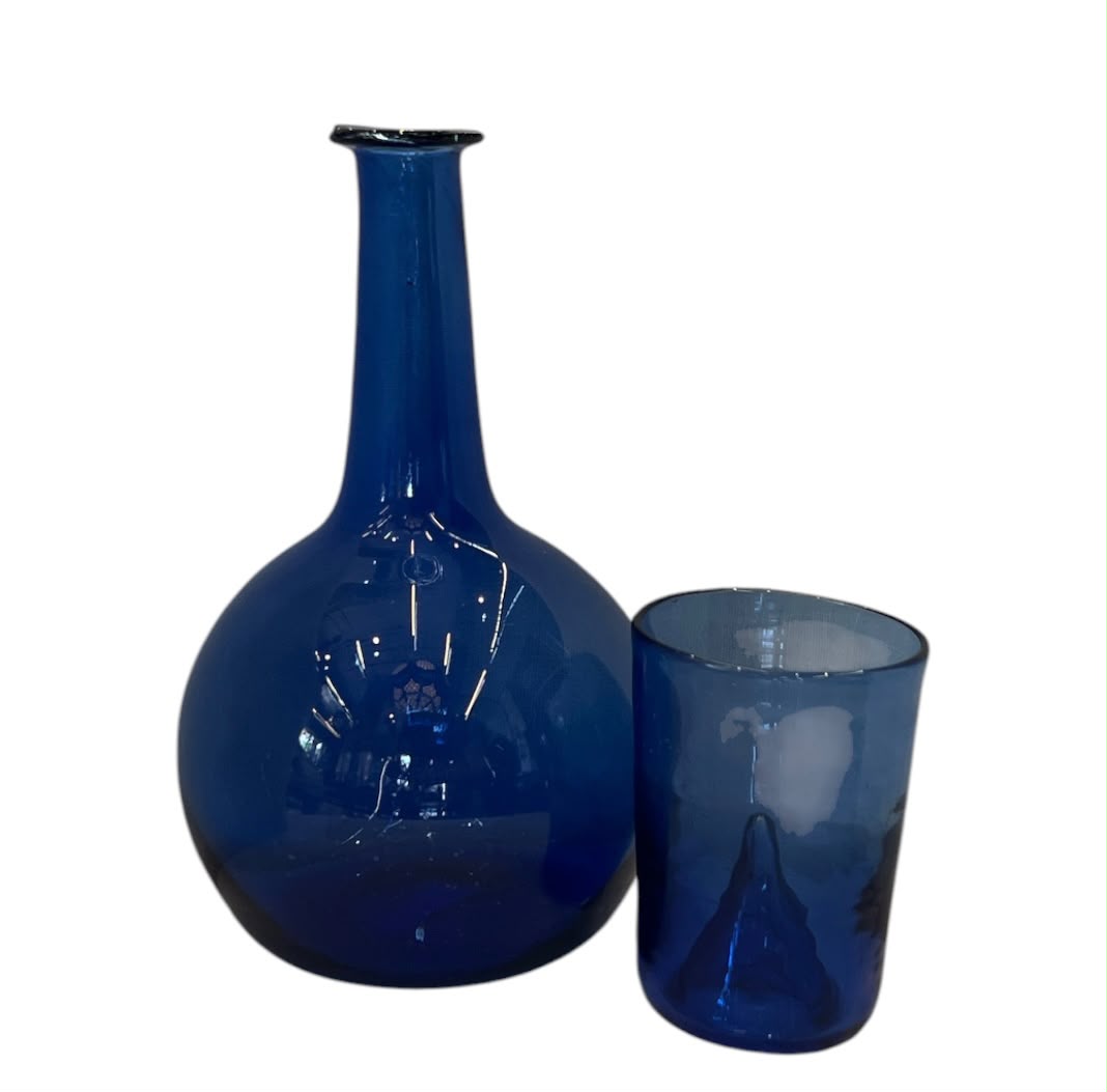 Hand Blown Glass Carafe with Cup
